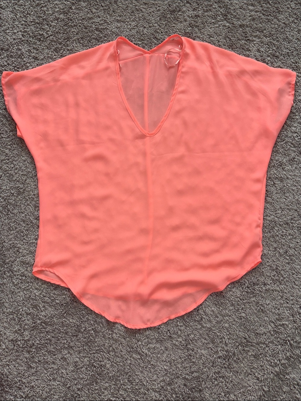 Lush Coral V-Neck Batwing oversized slouchy Blouse